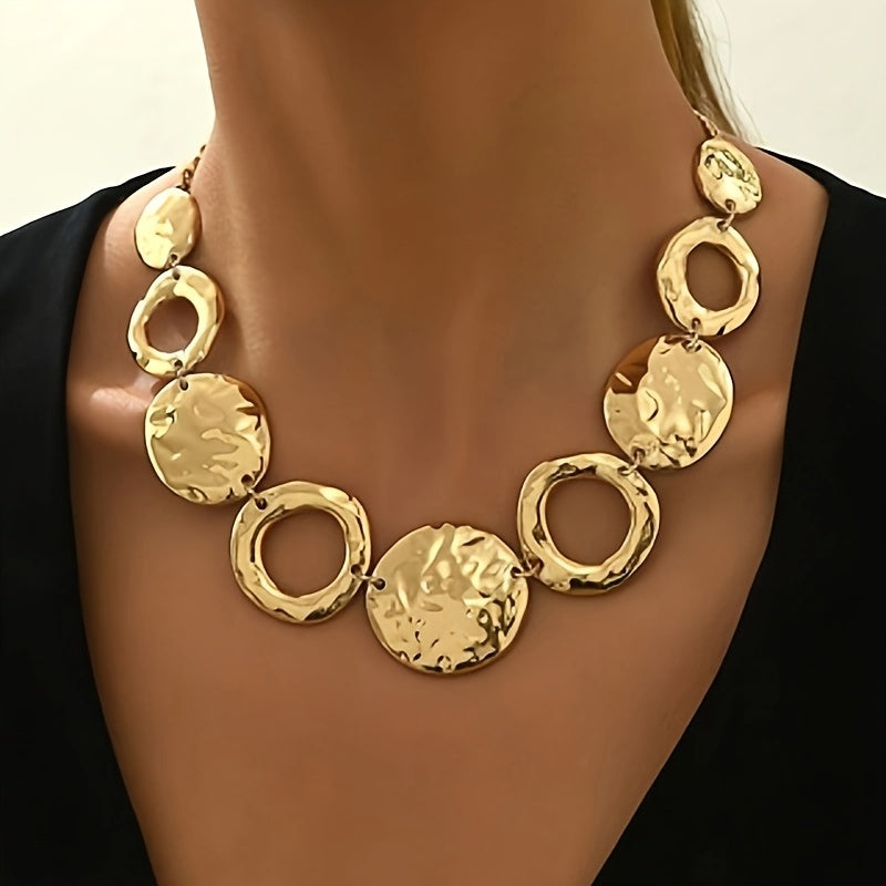 Handmade Gold Geometric Necklace – Modern Layered Statement Jewelry for Women - Black & Elva
