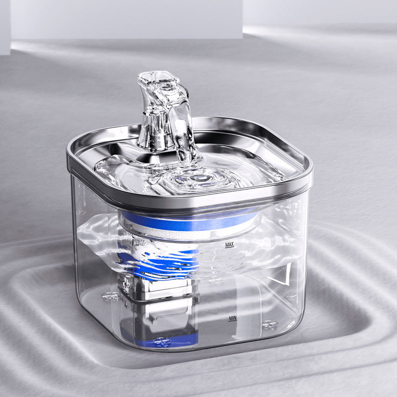 Automatic Stainless Steel Pet Water Fountain – Smart Circulating Dispenser for Cats & Dogs - Black & Elva