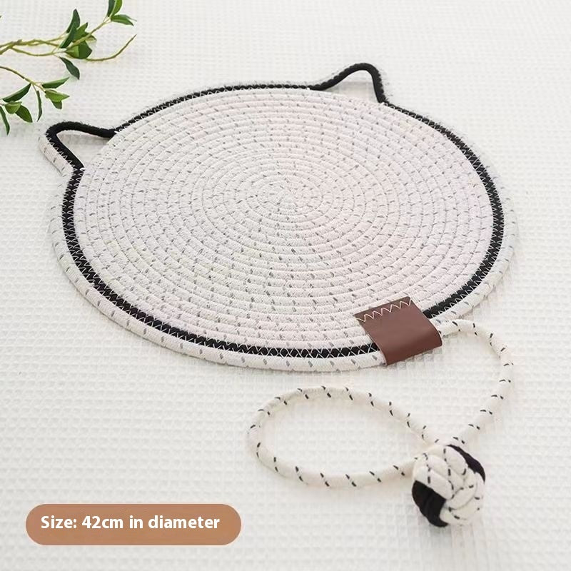 Braided Cotton Rope Cat Claw Mat Self Hi Ball One Piece Sleeping Mat Washable Anti Sticky Scratching Artifact Cat Scratching Mat Pet Products - Black & Elva
