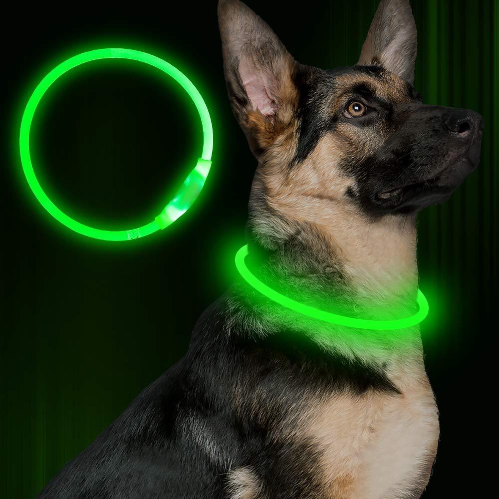 Pet Flashing Collar USB Rechargeable Glowing Necklace Safety Collar Light Up Collars For Night Walking Electric Dog Collar Neon - Black & Elva