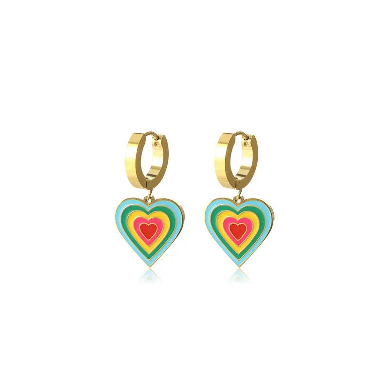 Fashionable Personalized All-match Stainless Steel Gold-plated Earrings - Black & Elva