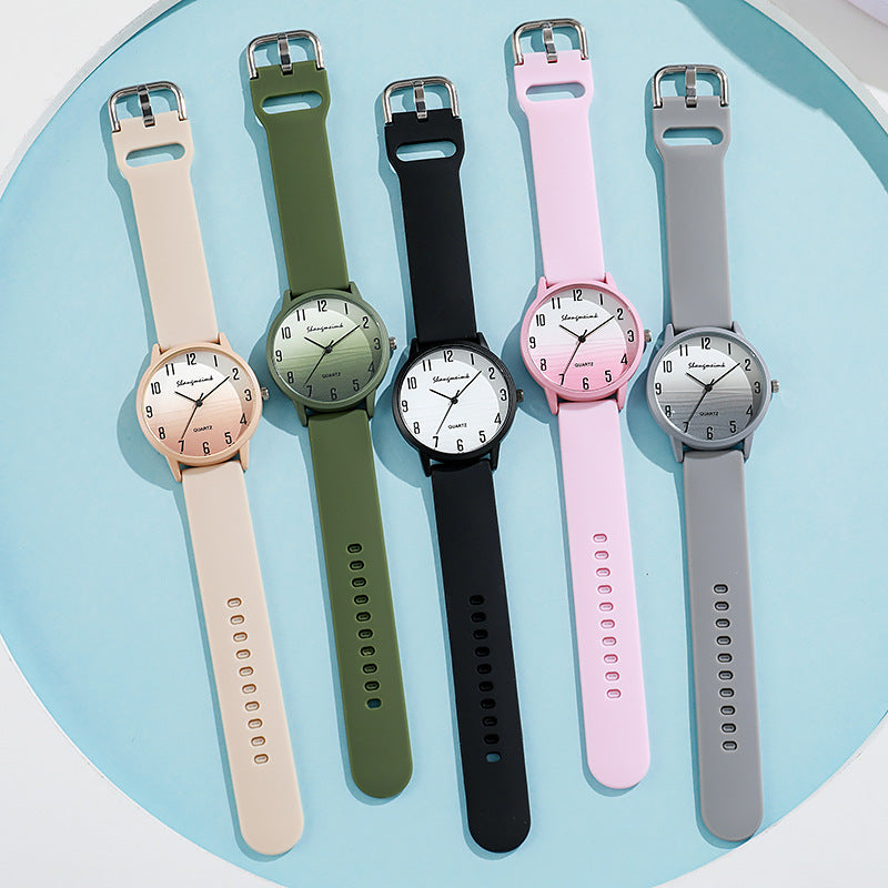 Casual Simple Jelly Color Women's Watch - Black & Elva
