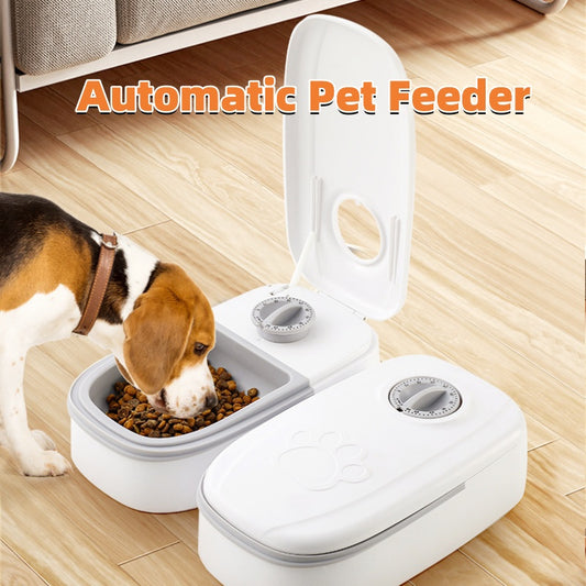 Smart Automatic Pet Feeder – Food Dispenser with Timer & Stainless Steel Bowl - Black & Elva