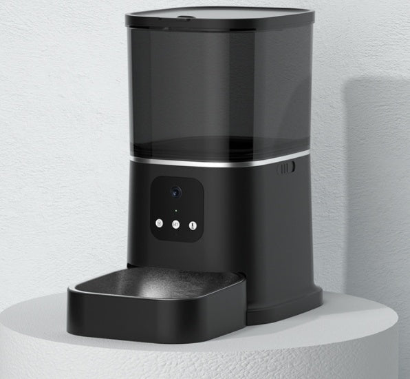 Smart Automatic Pet Feeder with WiFi – Large Capacity, Voice Recorder & Timer for Dogs & Cats - Black & Elva