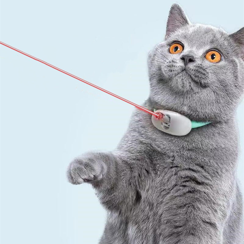 Automatic Cat Toy Smart Laser Teasing Cat Collar Electric USB Charging Kitten Amusing Toys Interactive Training Pet Items - Black & Elva