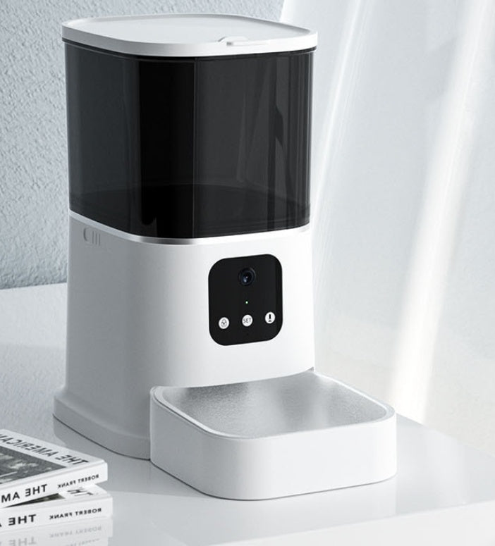 Smart Automatic Pet Feeder with WiFi – Large Capacity, Voice Recorder & Timer for Dogs & Cats - Black & Elva