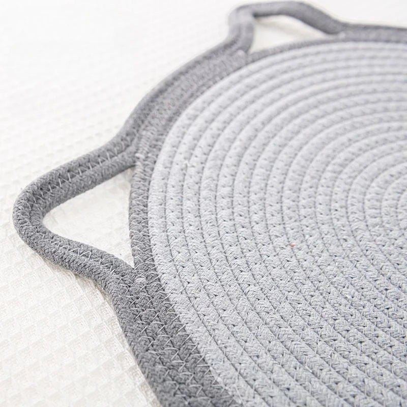 Braided Cotton Rope Cat Claw Mat Self Hi Ball One Piece Sleeping Mat Washable Anti Sticky Scratching Artifact Cat Scratching Mat Pet Products - Black & Elva