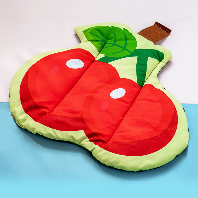 Fruit-Themed Pet Cushion Pad – Soft Washable Mat for Cats & Dogs | Anti-Slip & Comfortable Pet Bed - Black & Elva