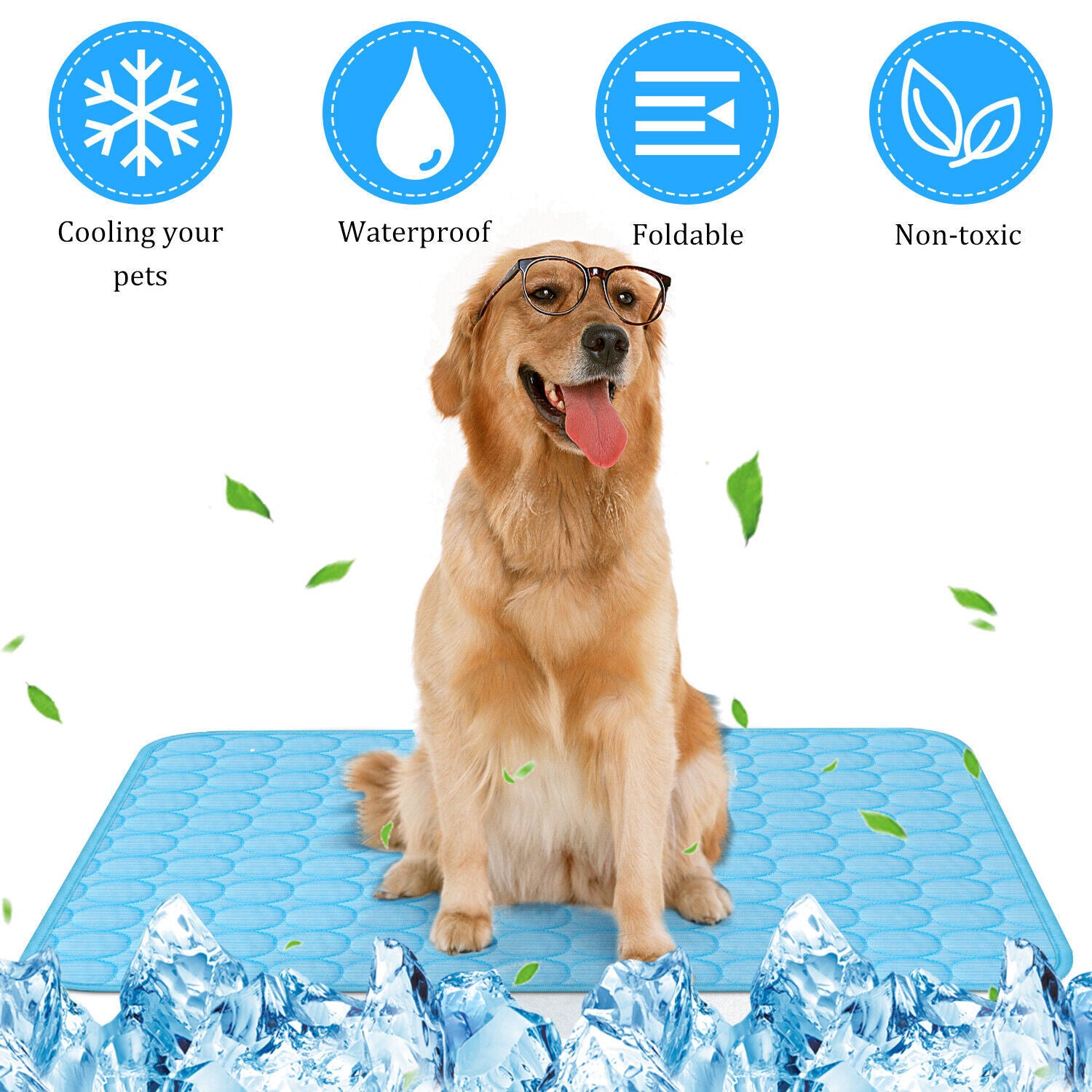 Pet Cooling Mat for Dogs & Cats – Summer Breathable Cool Pad Bed - Black & Elva