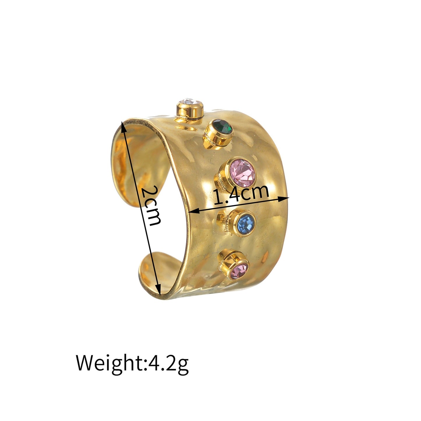 Color Ring 18K Gold Light Luxury Exquisite - Black & Elva