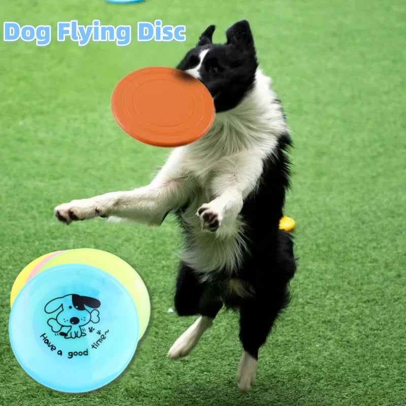 Silicone Dog Flying Disc – Chew-Resistant Interactive Toy for Pets - Black & Elva