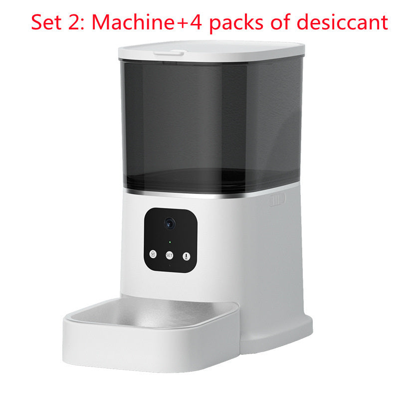 Smart Automatic Pet Feeder with WiFi – Large Capacity, Voice Recorder & Timer for Dogs & Cats - Black & Elva