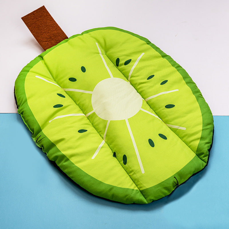 Fruit-Themed Pet Cushion Pad – Soft Washable Mat for Cats & Dogs | Anti-Slip & Comfortable Pet Bed - Black & Elva