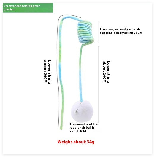 Cat Toy Self-Hi Sucker Spring Rabbit Hair Ball Interactive Play Pet Supplies Interactive Toys - Black & Elva