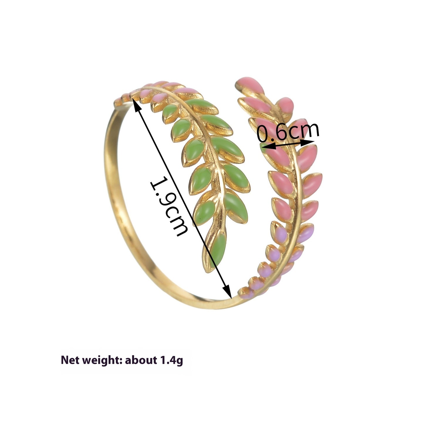 Color Ring 18K Gold Light Luxury Exquisite - Black & Elva
