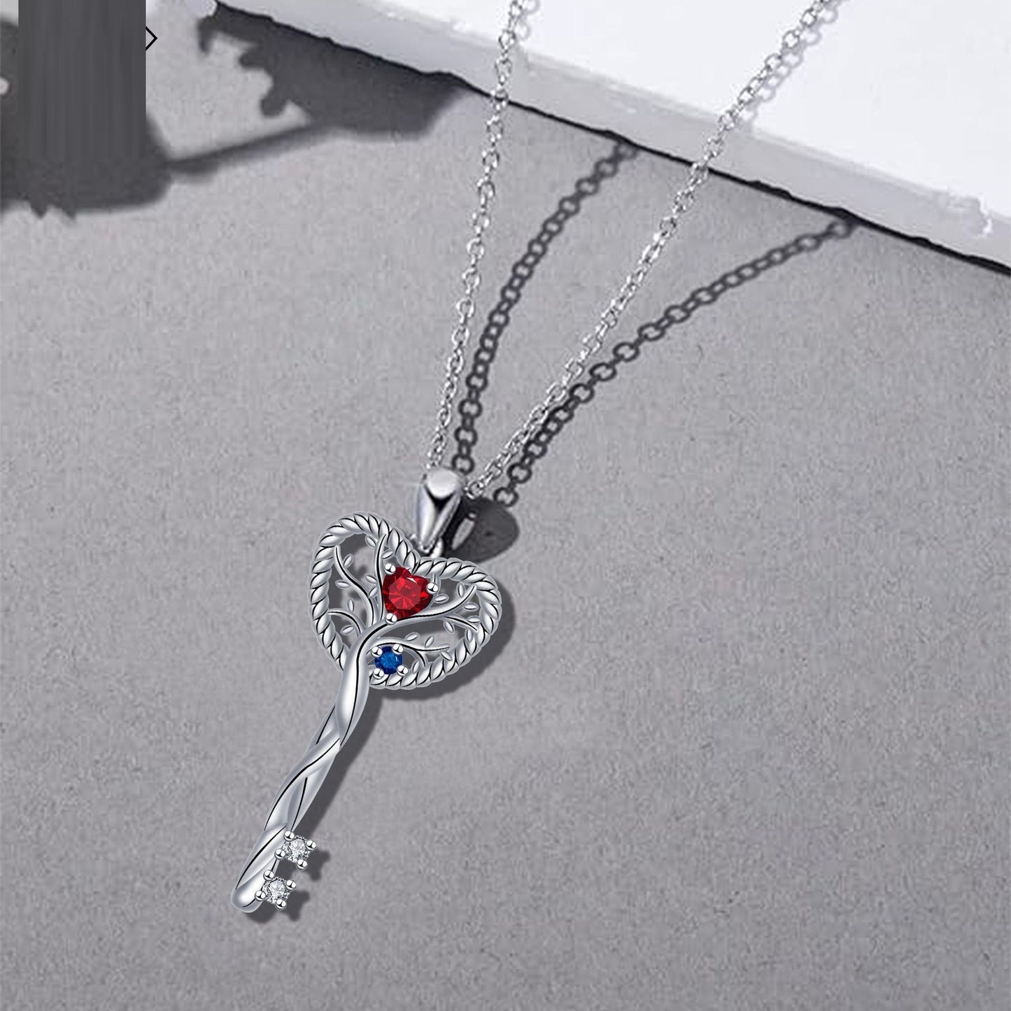 Elegant Design Love Heart Tree Of Life Pendant Necklace - Black & Elva