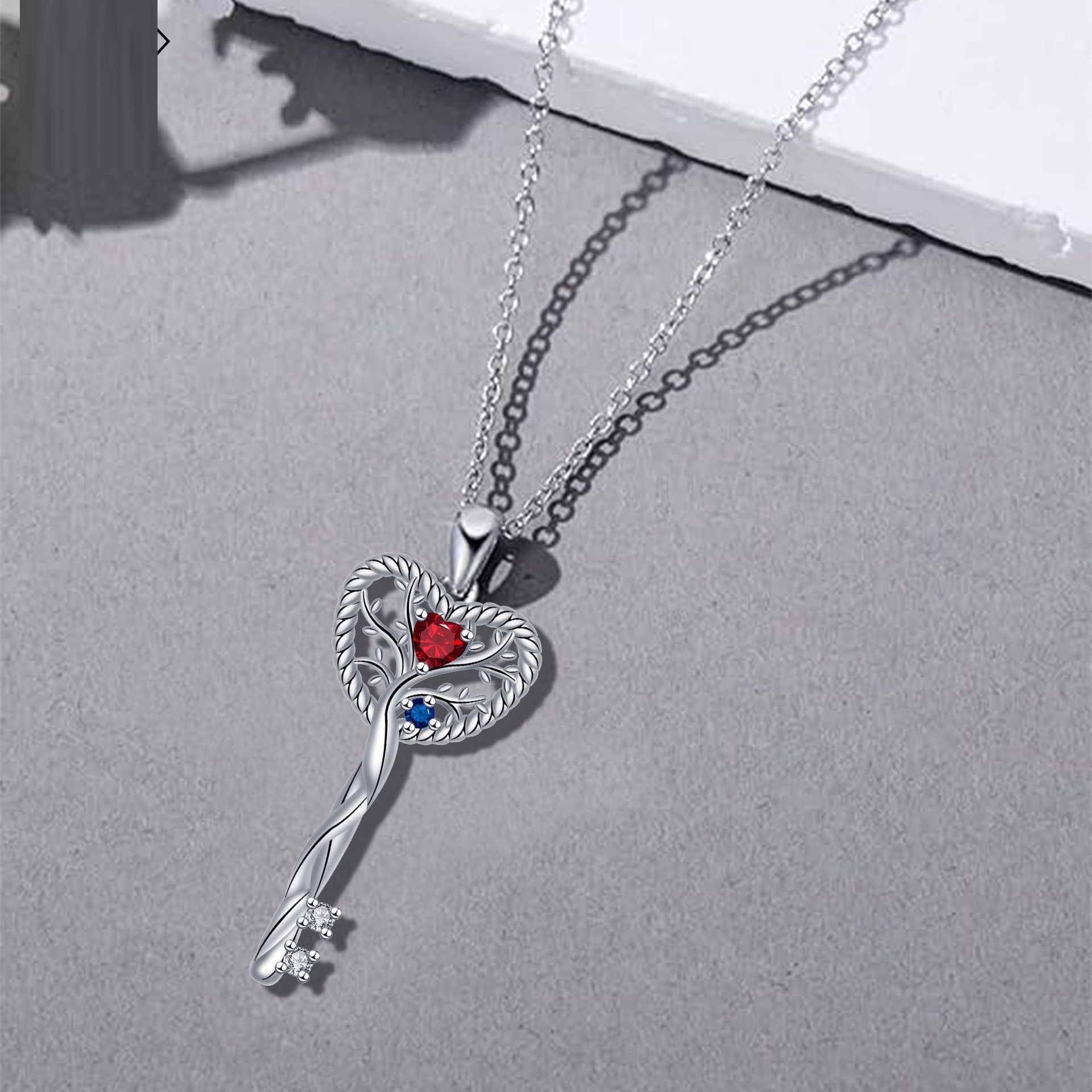 Elegant Design Love Heart Tree Of Life Pendant Necklace - Black & Elva
