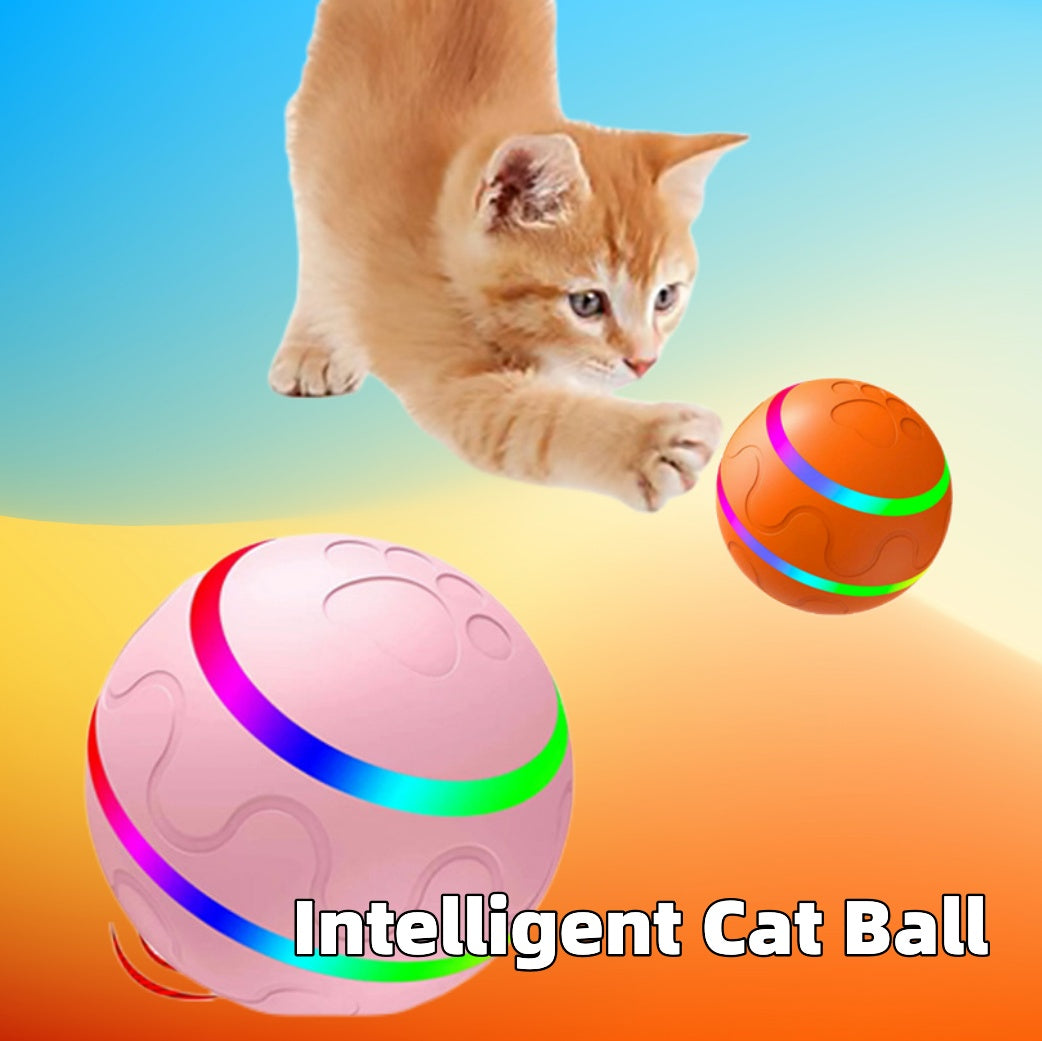 Pet New Cat Wicked Ball Toy Intelligent Ball USB Cat Toys Self Rotating Ball Automatic Rotation Ball - Black & Elva