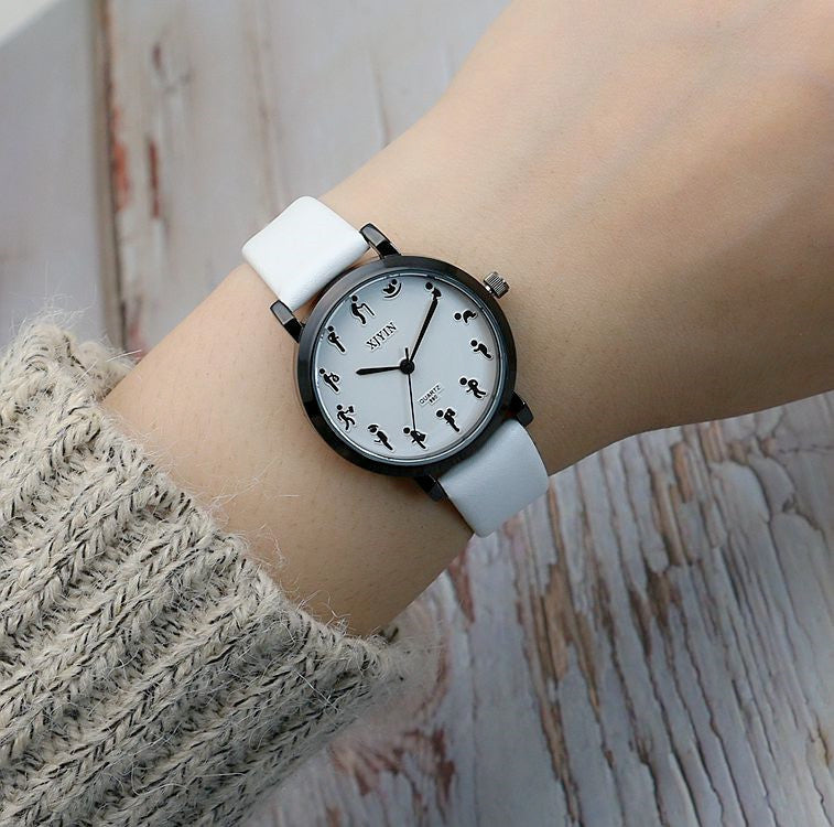Mori Personality Scale Quartz Watch Fashion Small Kit Men And Women - Black & Elva