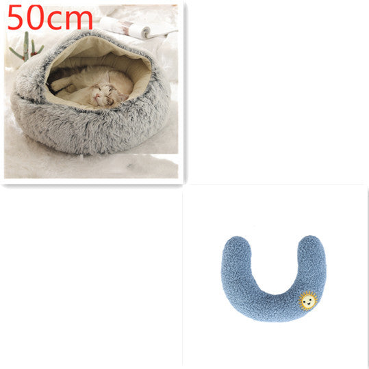 Warm Plush Pet Bed for Cats & Dogs – Soft Winter Sleeping Cushion - Black & Elva