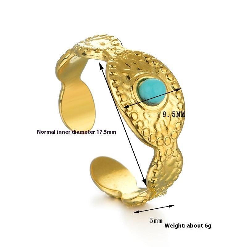 Color Ring 18K Gold Light Luxury Exquisite - Black & Elva