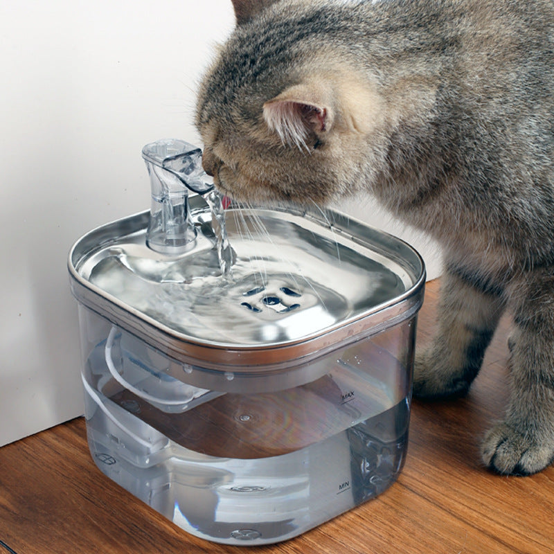 Automatic Stainless Steel Pet Water Fountain – Smart Circulating Dispenser for Cats & Dogs - Black & Elva