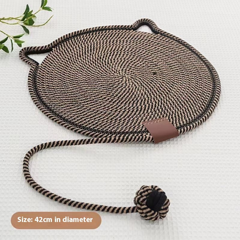 Braided Cotton Rope Cat Claw Mat Self Hi Ball One Piece Sleeping Mat Washable Anti Sticky Scratching Artifact Cat Scratching Mat Pet Products - Black & Elva