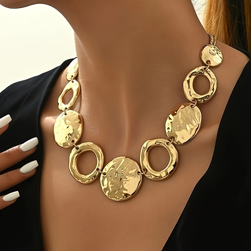 Handmade Gold Geometric Necklace – Modern Layered Statement Jewelry for Women - Black & Elva