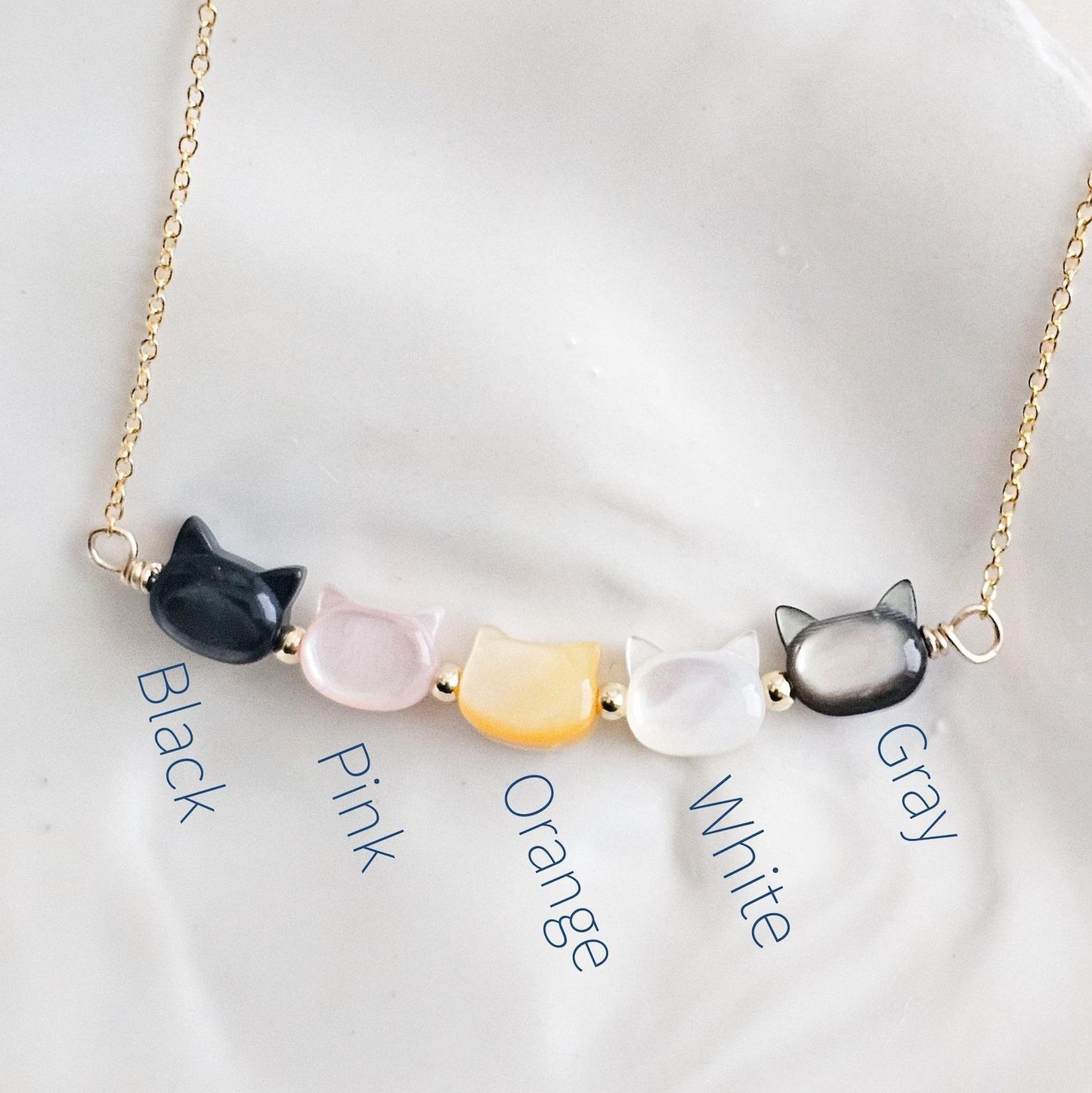 Women's Colorful Shell Cat Necklace Bracelet - Black & Elva