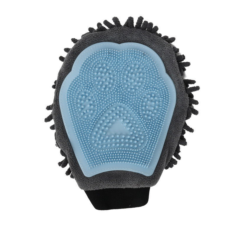 2-in-1 Pet Grooming Glove Brush – Bathing, Massaging & Drying Tool for Dogs & Cats - Black & Elva