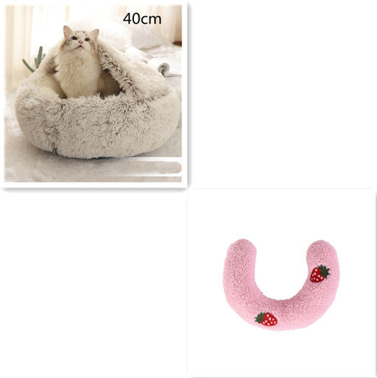 Warm Plush Pet Bed for Cats & Dogs – Soft Winter Sleeping Cushion - Black & Elva