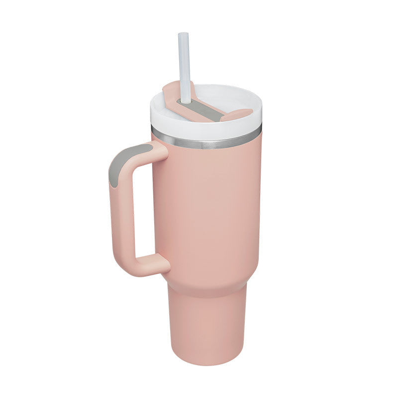 "40 Oz Insulated Stainless Steel Tumbler with Handle & Straw – Spill Proof Vacuum Coffee Cup, Perfect for Car, Gym, Office & Travel – Ideal Valentine’s Gift" - Black & Elva