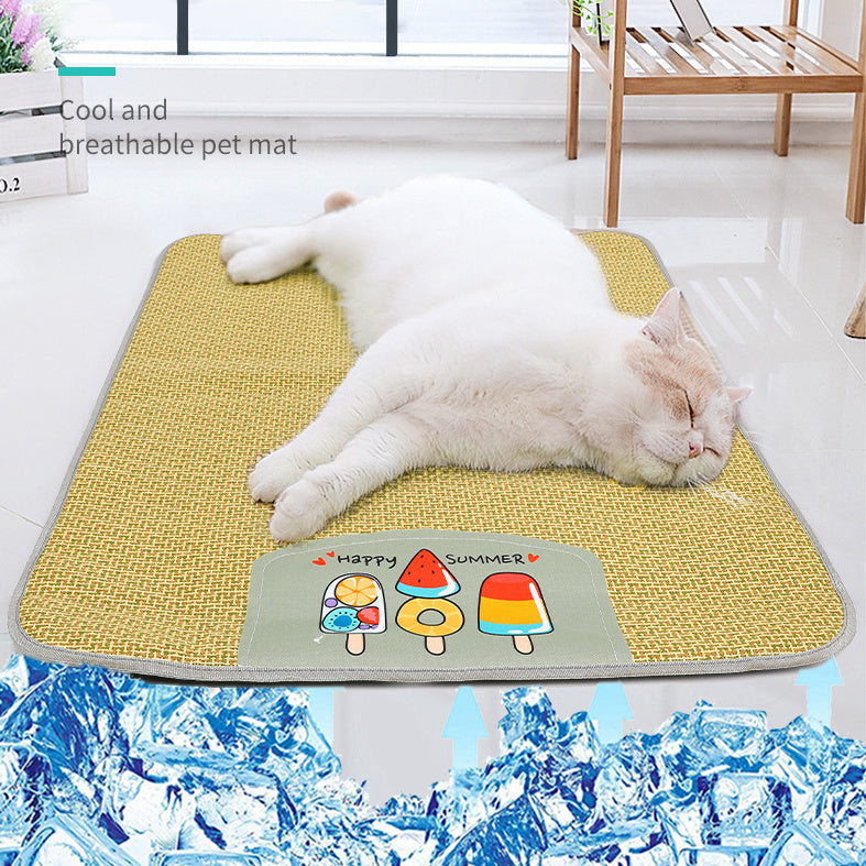Cooling Pet Mat for Dogs & Cats – Breathable Summer Dog Bed, Anti-Scratch & Moisture-Proof Sleeping Pad - Black & Elva