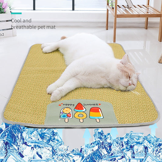 Cooling Pet Mat for Dogs & Cats – Breathable Summer Dog Bed, Anti-Scratch & Moisture-Proof Sleeping Pad - Black & Elva