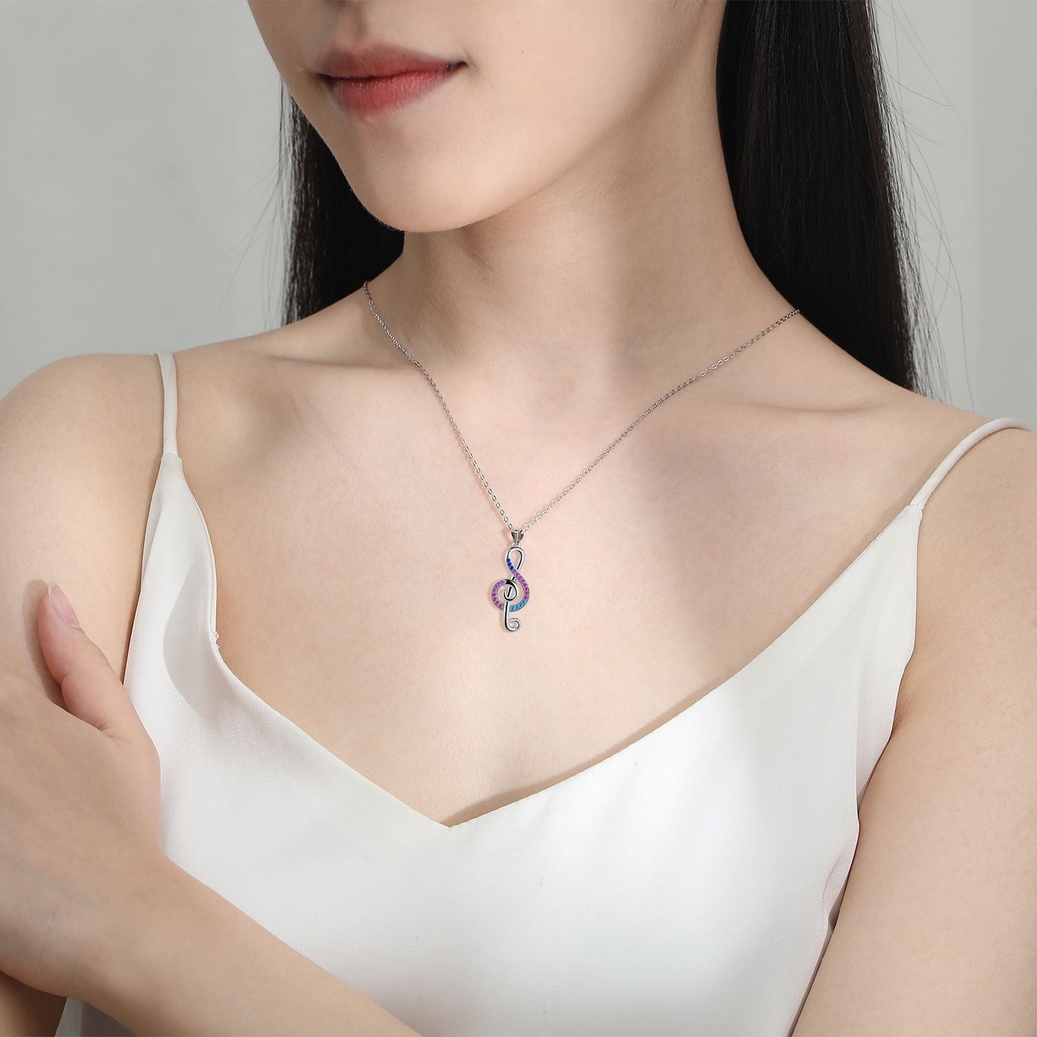Fashion Baita Infinite Notes Couple Necklace - Black & Elva