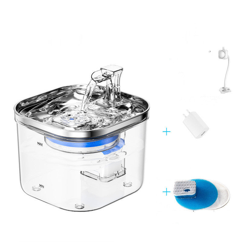 Automatic Stainless Steel Pet Water Fountain – Smart Circulating Dispenser for Cats & Dogs - Black & Elva