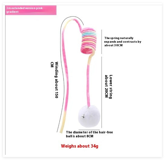 Cat Toy Self-Hi Sucker Spring Rabbit Hair Ball Interactive Play Pet Supplies Interactive Toys - Black & Elva
