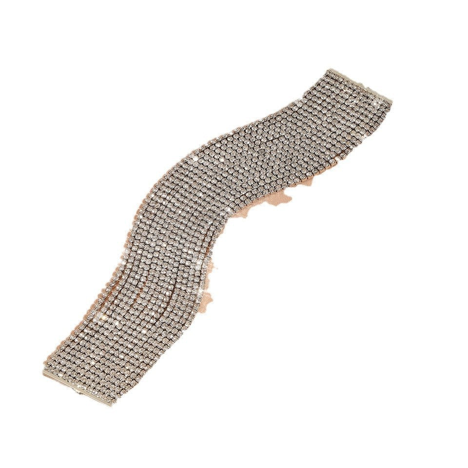 Fashion Grandeur Personality Multi-layer Rhinestone Chain Bracelet - Black & Elva