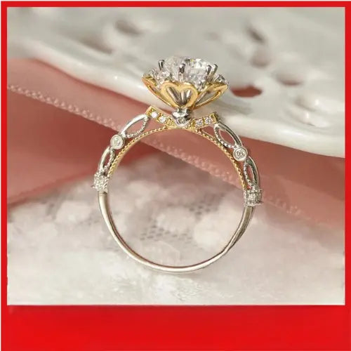 Moissanite Silver Engagement Ring - Black & Elva