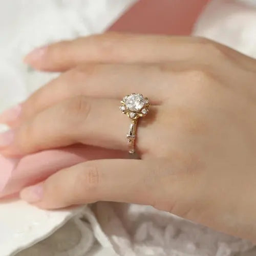 Moissanite Silver Engagement Ring - Black & Elva